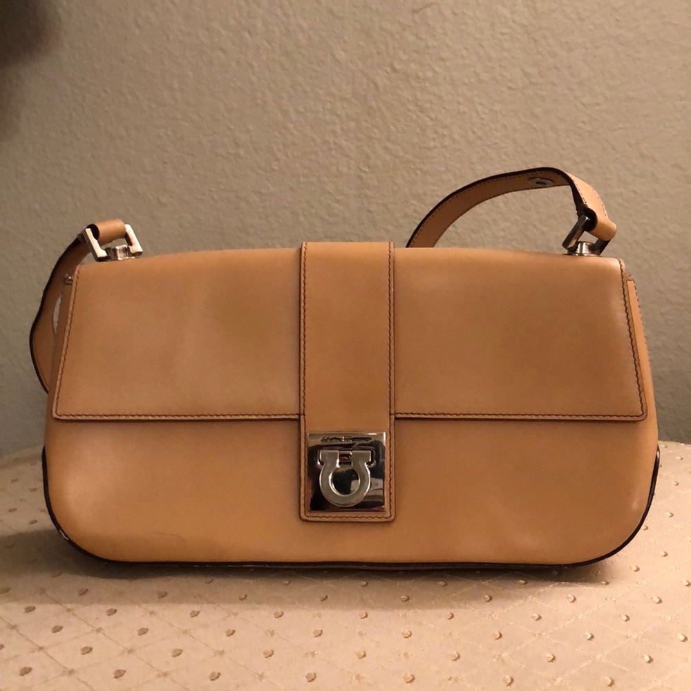 Salvatore Ferragamo natural tan leather purse